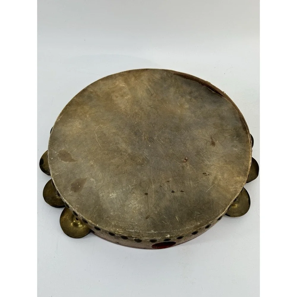 Vintage Rawhide Tambourine Lot Of 3 Calf Skin Head